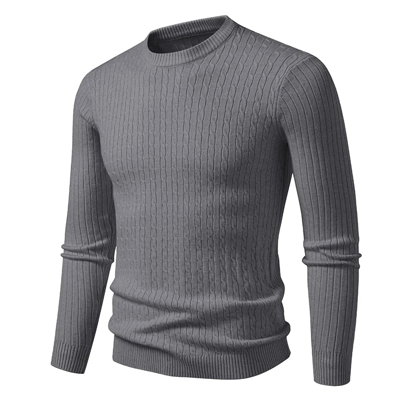Slim Fit O-Neck Knit Pullover - Solid Colour Warm Sweater Unisex