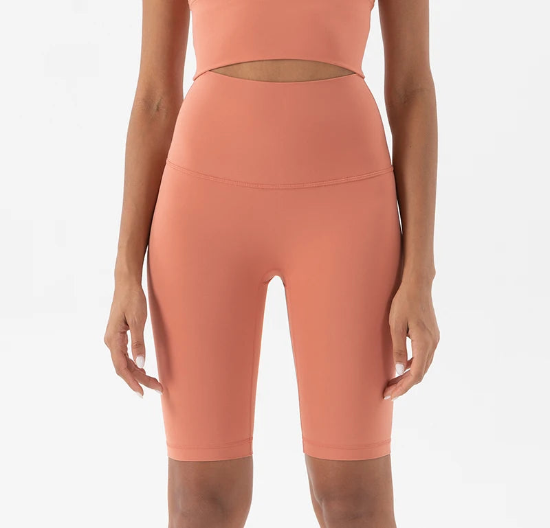 High Waist Gym Shorts - Women's Yoga Cycling Shorts with No T-Line