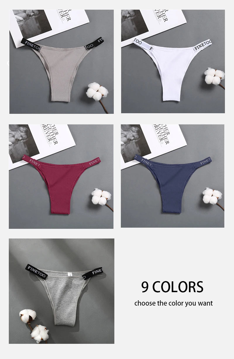 3Pcs Low-Rise Cotton Panties Bikini Underwear Letter Belt Underpants Comfortable Briefs Lingerie