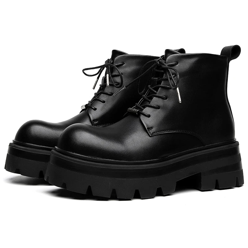 Men's Casual Platform Lace Up Chunky Platform Ankle Boots