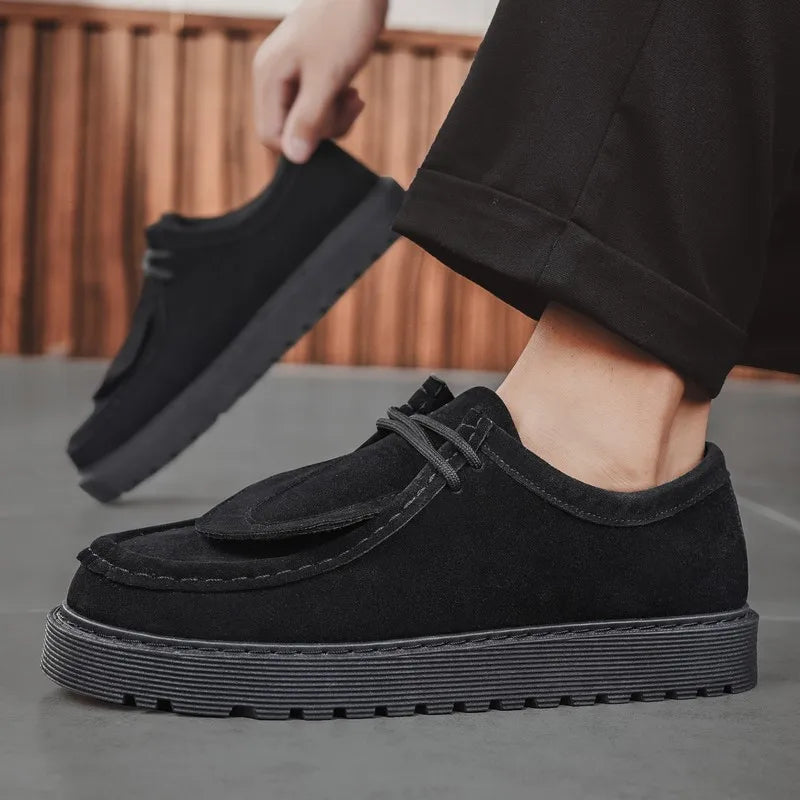 Men's Casual Platform Sneakers - Lace-Up Tennis Sports Shoes