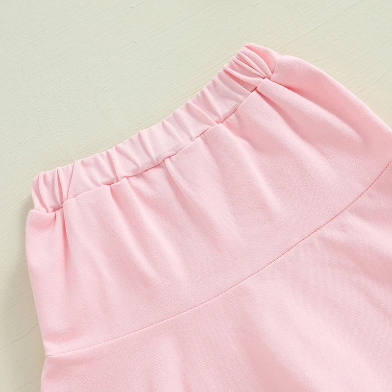 Girls' Ruffled A-Line Skirt - Solid Colour Elastic Waist Mini Skirt