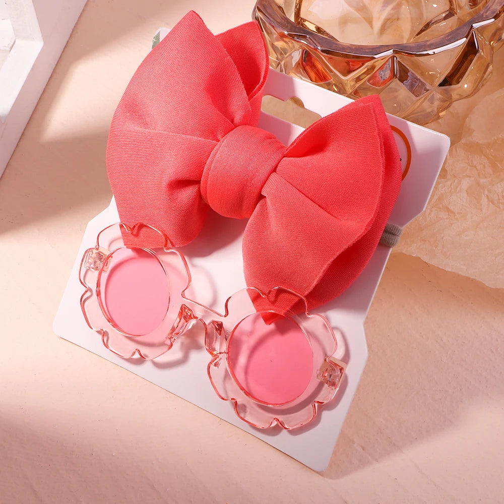 2PCS Children's Baby's Headband and Flower Sunglasses