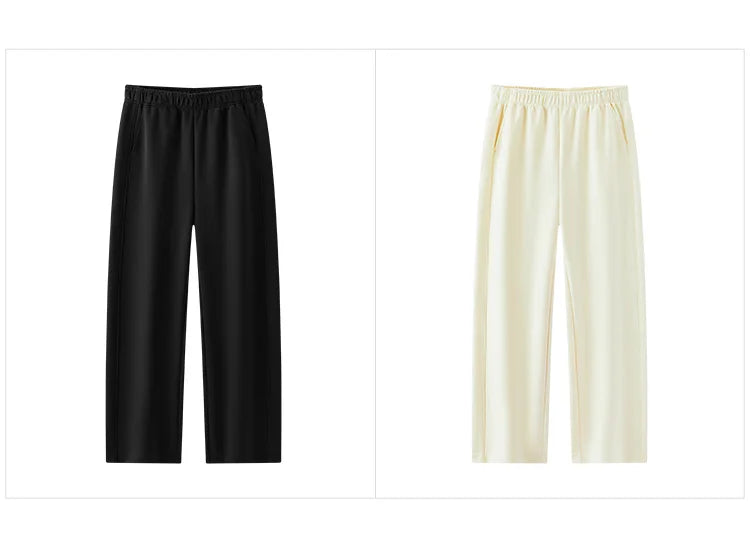 Draped Wide Leg Trousers - Elastic Waist Versatile Autumn Pants