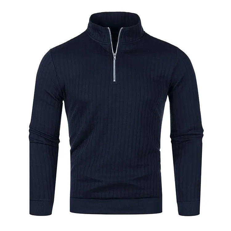 Half Zip Knitted Pullover - Men's Casual Stand Collar Sweater