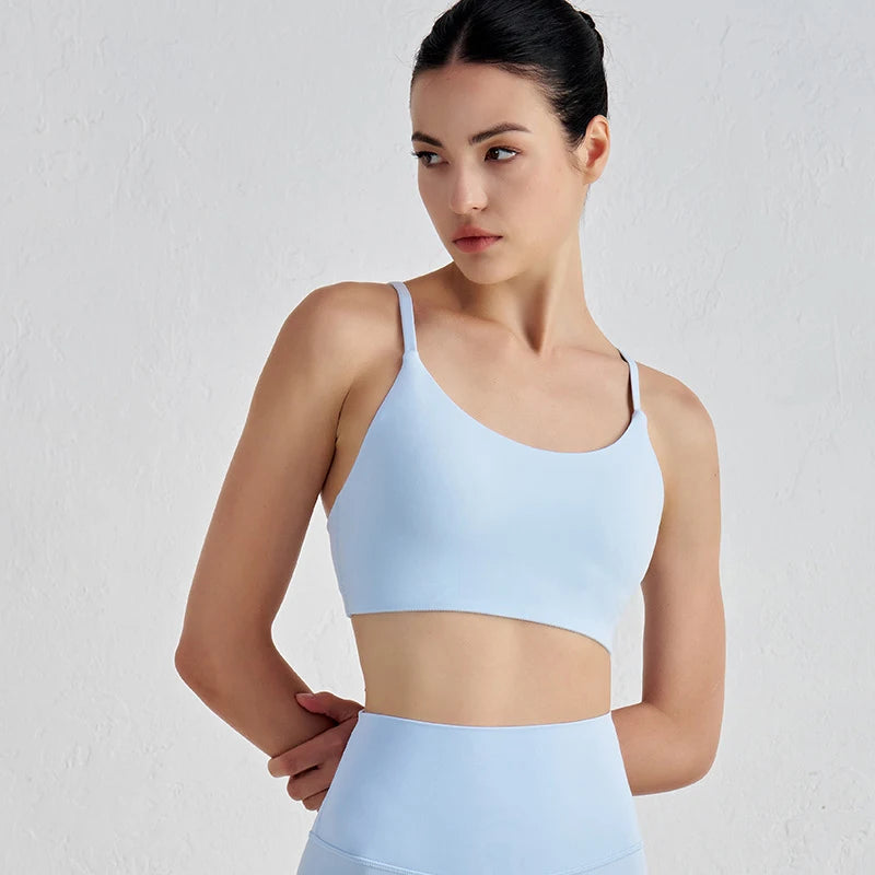 Nylon Spandex Yoga Bra Top - Removable Pads & Adjustable Straps