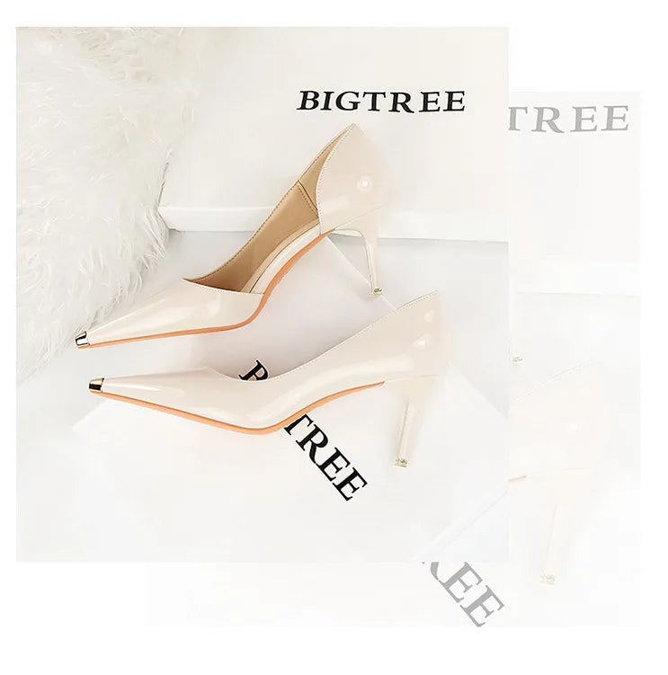 Patent Leather Metal Tip Pumps - Available in 7cm and 10.5cm Heel Heights