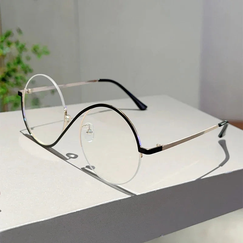 Women's Semi-Rimless Round Frame Fashion Eye Glasses