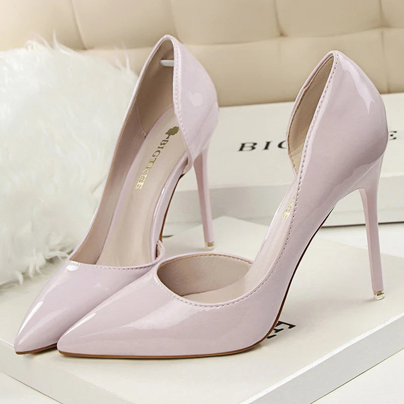 Patent Leather Stiletto Pumps - Professional Office Heels Available in 12 Colors