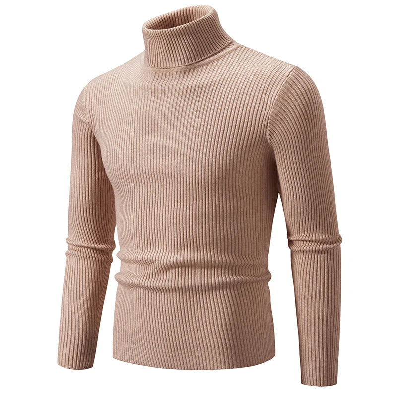 Men's Slim Fit Turtleneck Sweater - Warm Knitted Pullover