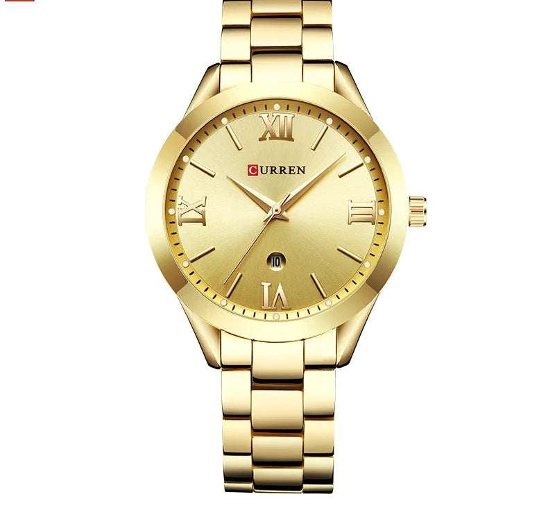 Gold Steel Bracelet Watch for Women - Elegant Ladies Wristwatch