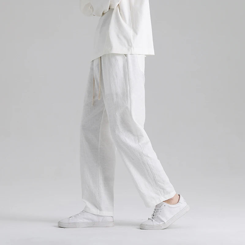 Men's Cotton Linen Harem Pants Straight Trousers