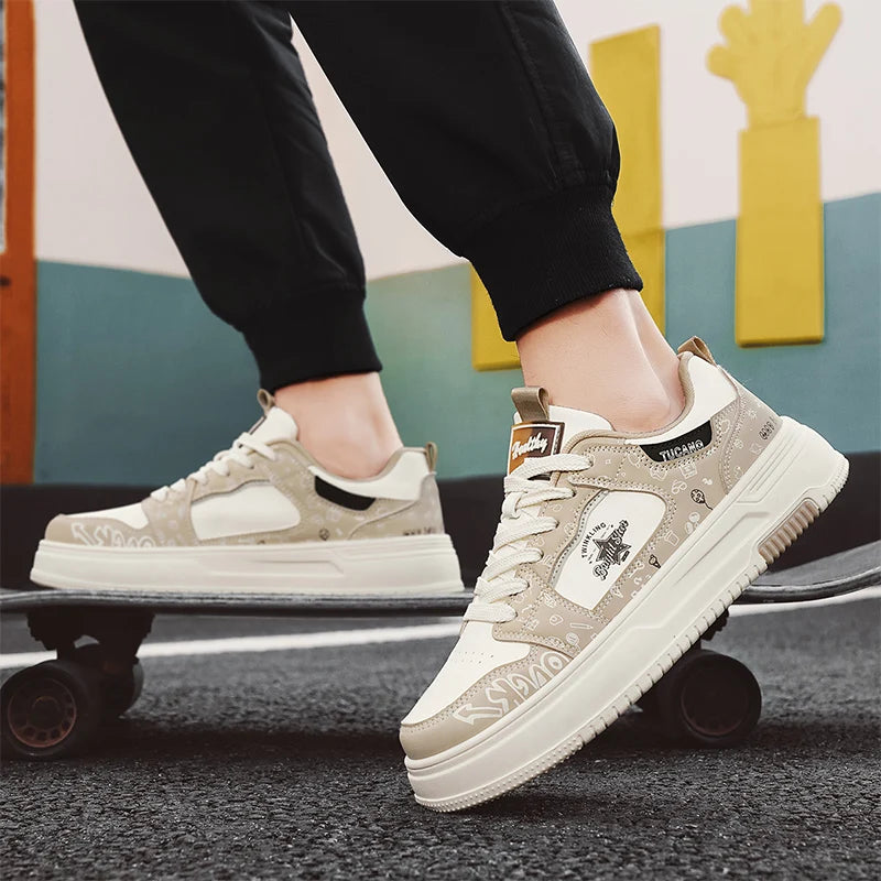 Men's Casual Versatile Platform Skateboard Lace Up Sneakers