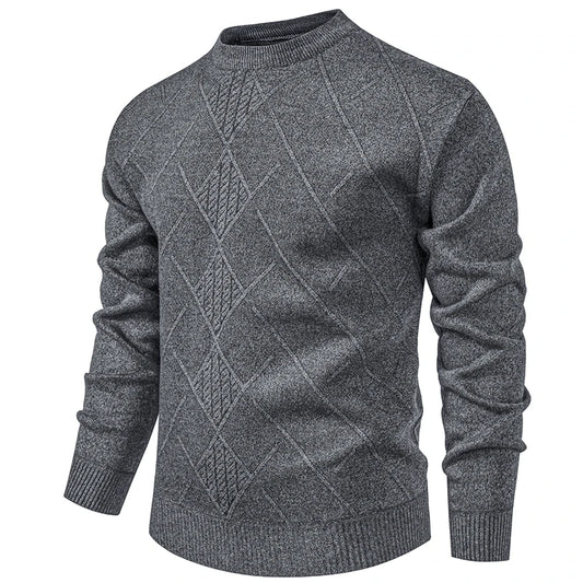 Thick Knit Geometric Pullover - Men's Warm Casual Sweater