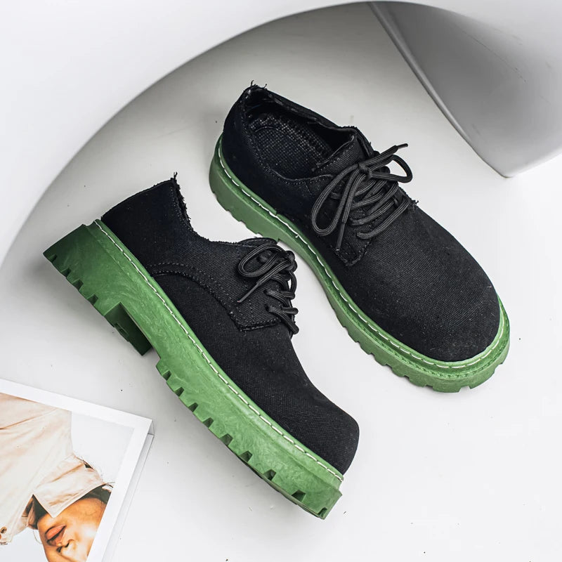 Men's Platform Denim Lace-up  Derby Shoes