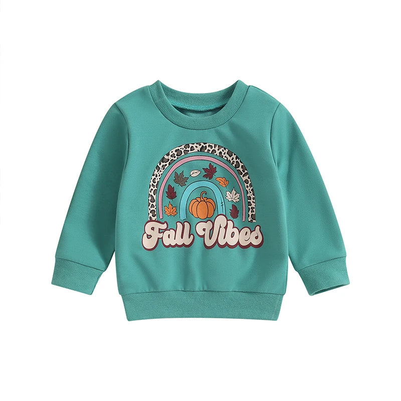 0-4Y Autumn Kids Boys Girls Sweatshirt T Shirts Long Sleeve Pumpkin Letters Print Pullover Halloween Clothes