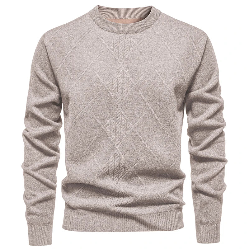 Thick Knit Geometric Pullover - Men's Warm Casual Sweater