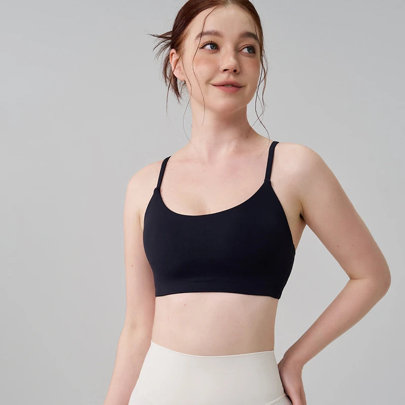 Nylon Spandex Yoga Bra Top - Removable Pads & Adjustable Straps