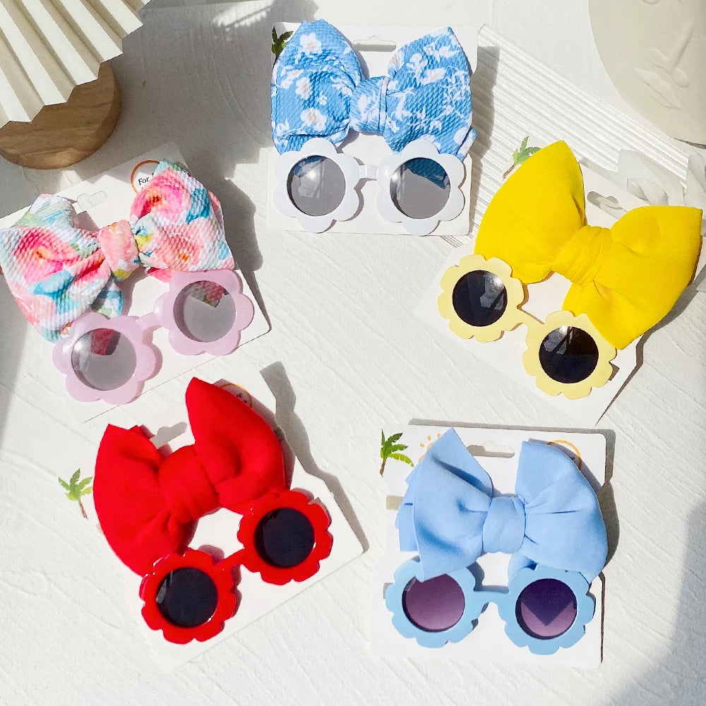 2PCS Children's Baby's Headband and Flower Sunglasses