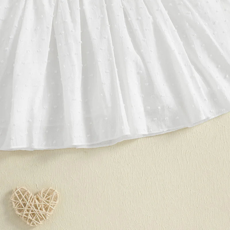 0-4Y  Kids Girls Birthday Dress 2 Style Short Sleeve Cake Embroidery Smocked Dress Summer A-Line Dress