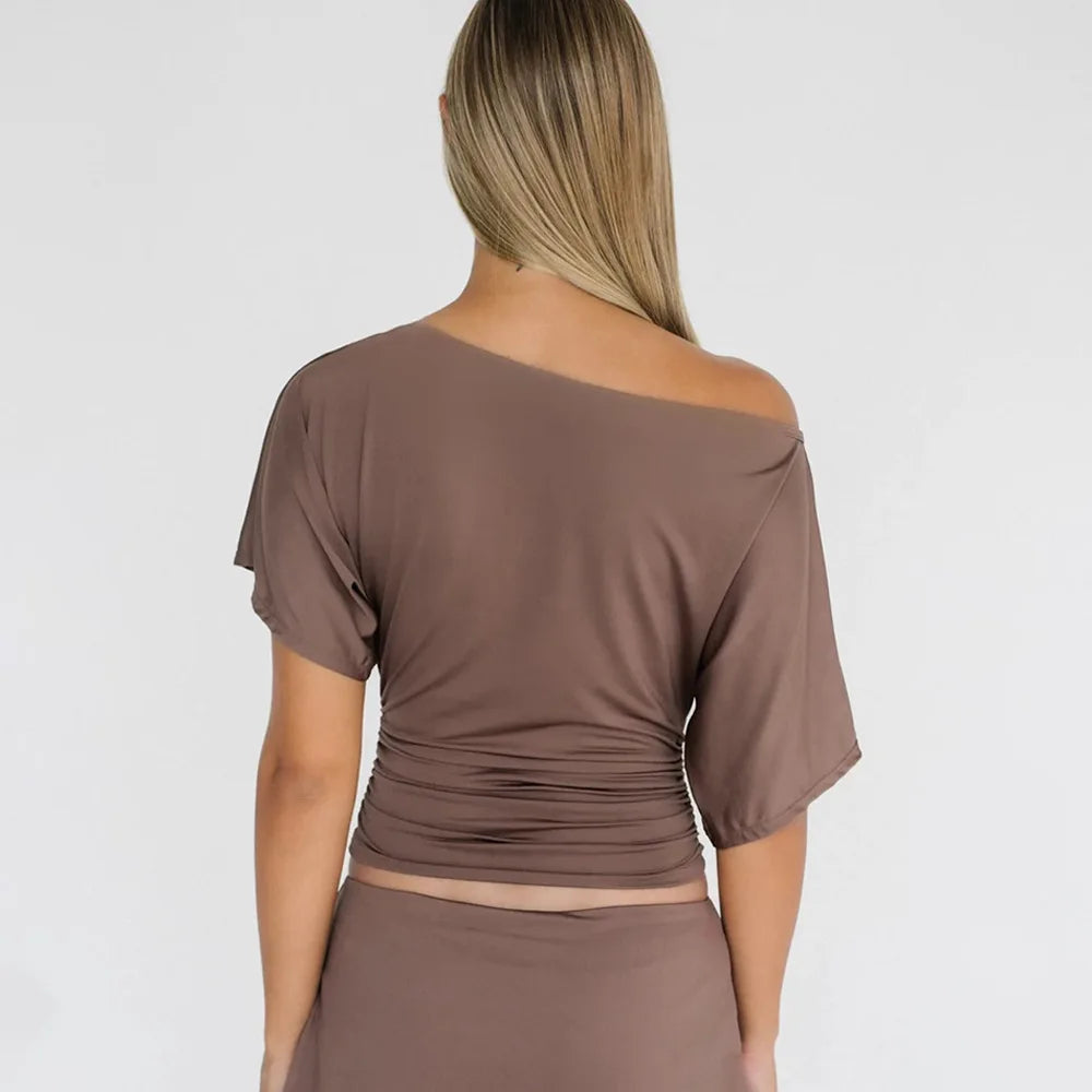 Women's Ruffled Mini Dress - Single-Breasted V-Neck with Flare Sleeves