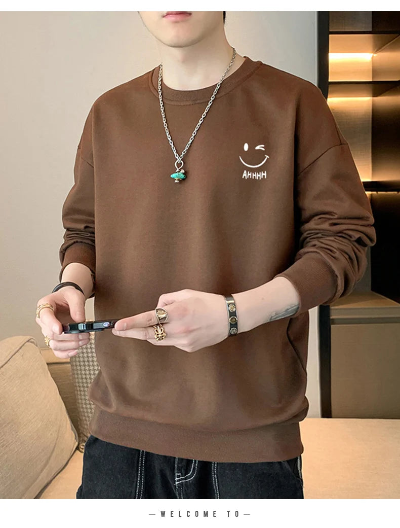 Men Long sleeved Round Neck Pullover Sweatshirt