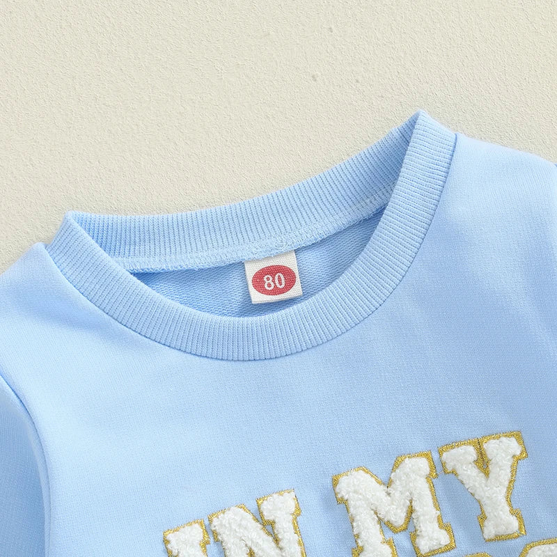 1-5Y Kids Girls Boys Sweatshirt - Long Sleeve Letter Embroidered Round Neck Casual Pullover Top