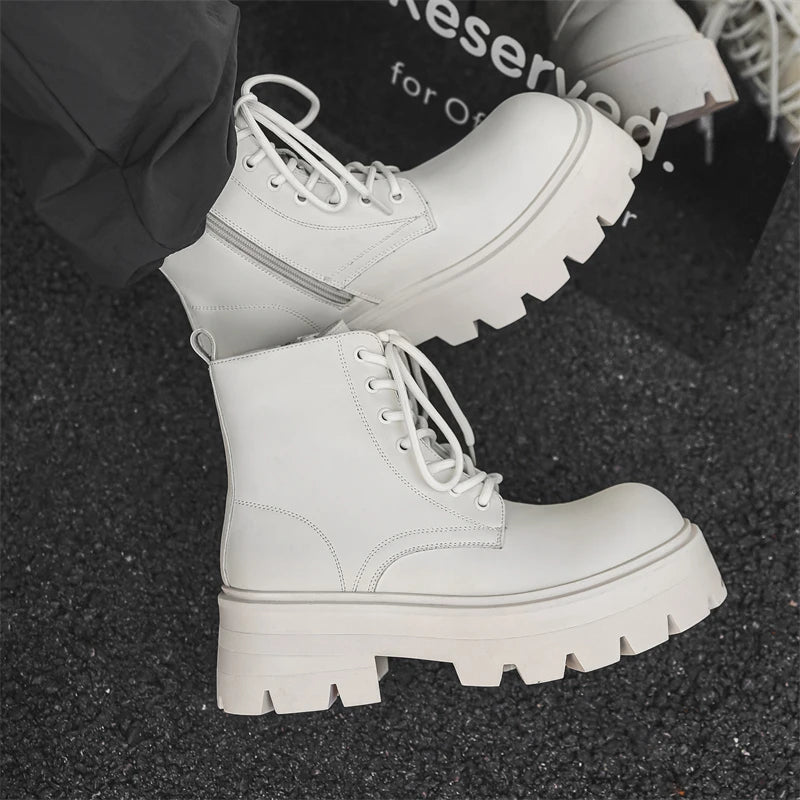 Men’s Platform Lace Up Plush Chunky High Top Ankle Boots