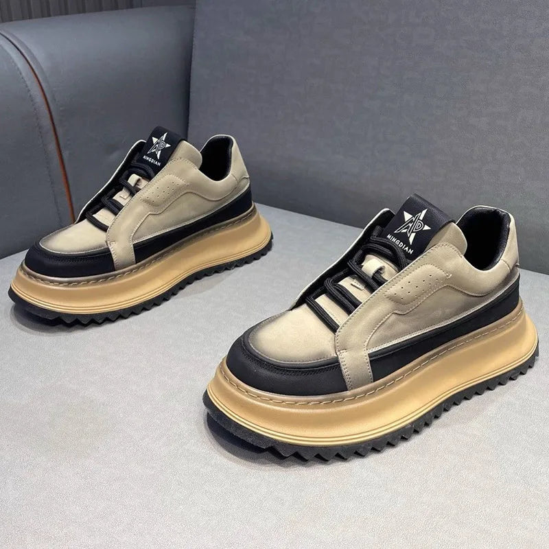 Men's Casual Platform Comfortable Skateboard Sports Shoes Lace Up Sneakers