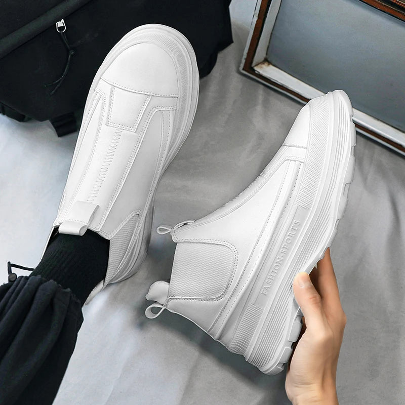 Men's Leather Chelsea Boots - Chunky Platform Sneakers