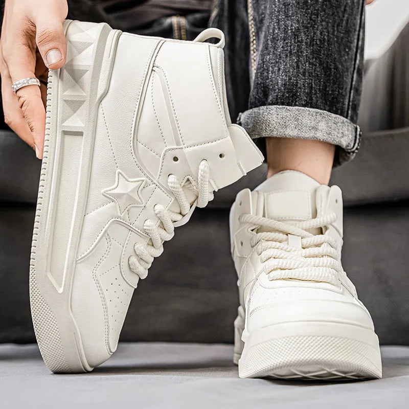 Men's High Top Platform Sneakers - Casual Skateboard Sports Shoes