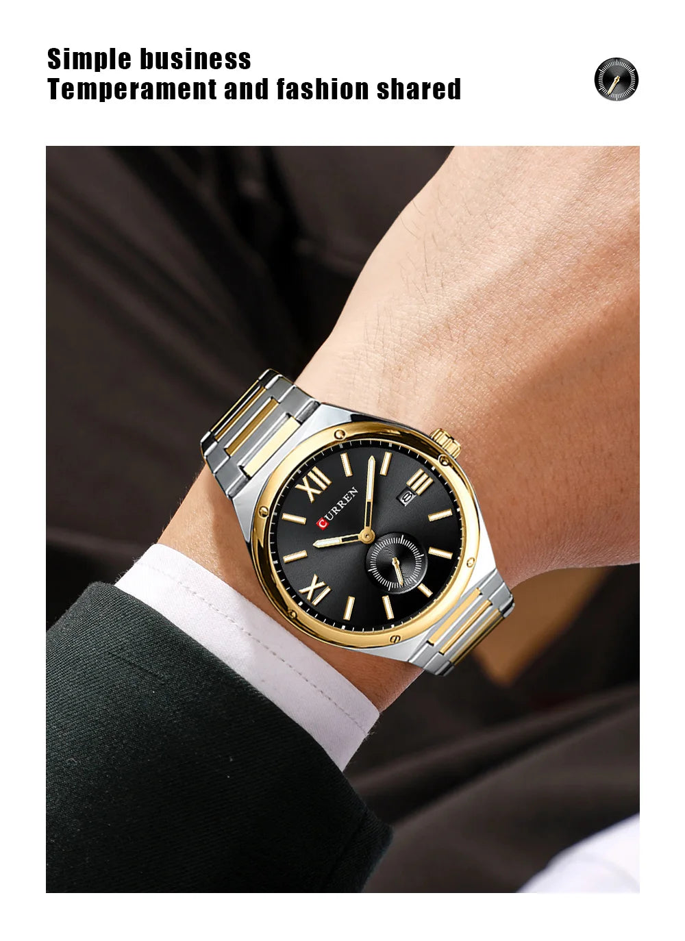 Premium Waterproof Business Watch - Luminous Date Display Stainless Steel Square Quartz