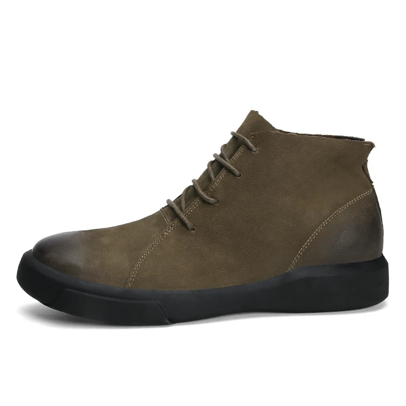 Men's Leather Ankle Boots - Lace-Up Work & Business Boots