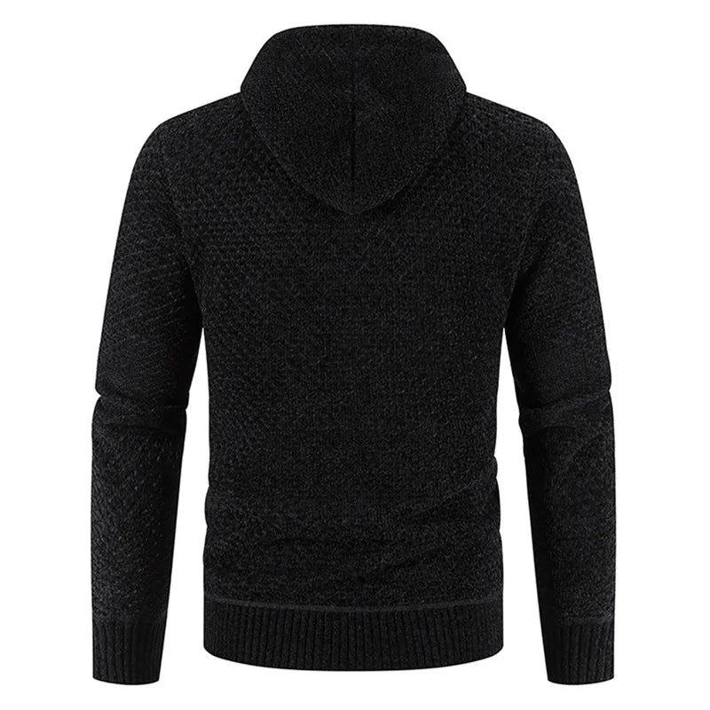 Men's Hooded Zip Cardigan Sweater - Thick Warm Winter Coat