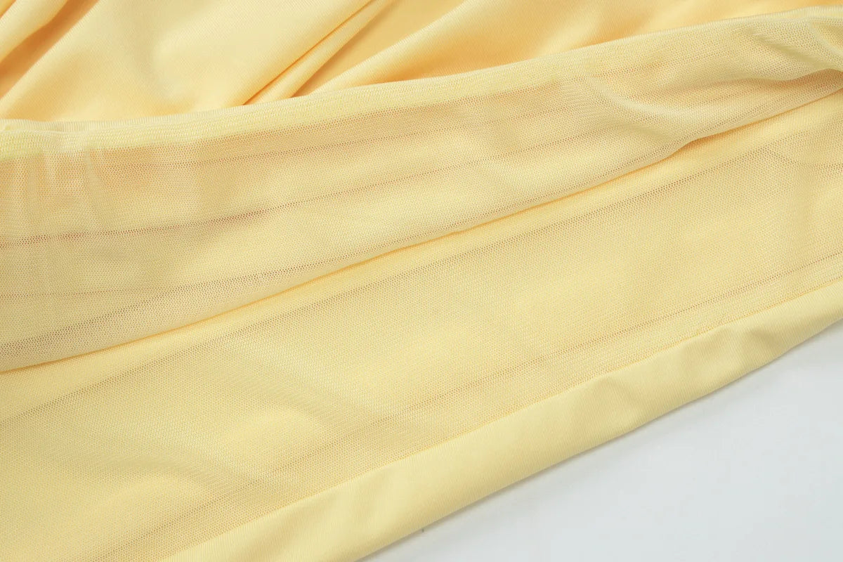 Women's Asymmetrical Bodycon Mini Dress - Ruched Mesh Patchwork Dress