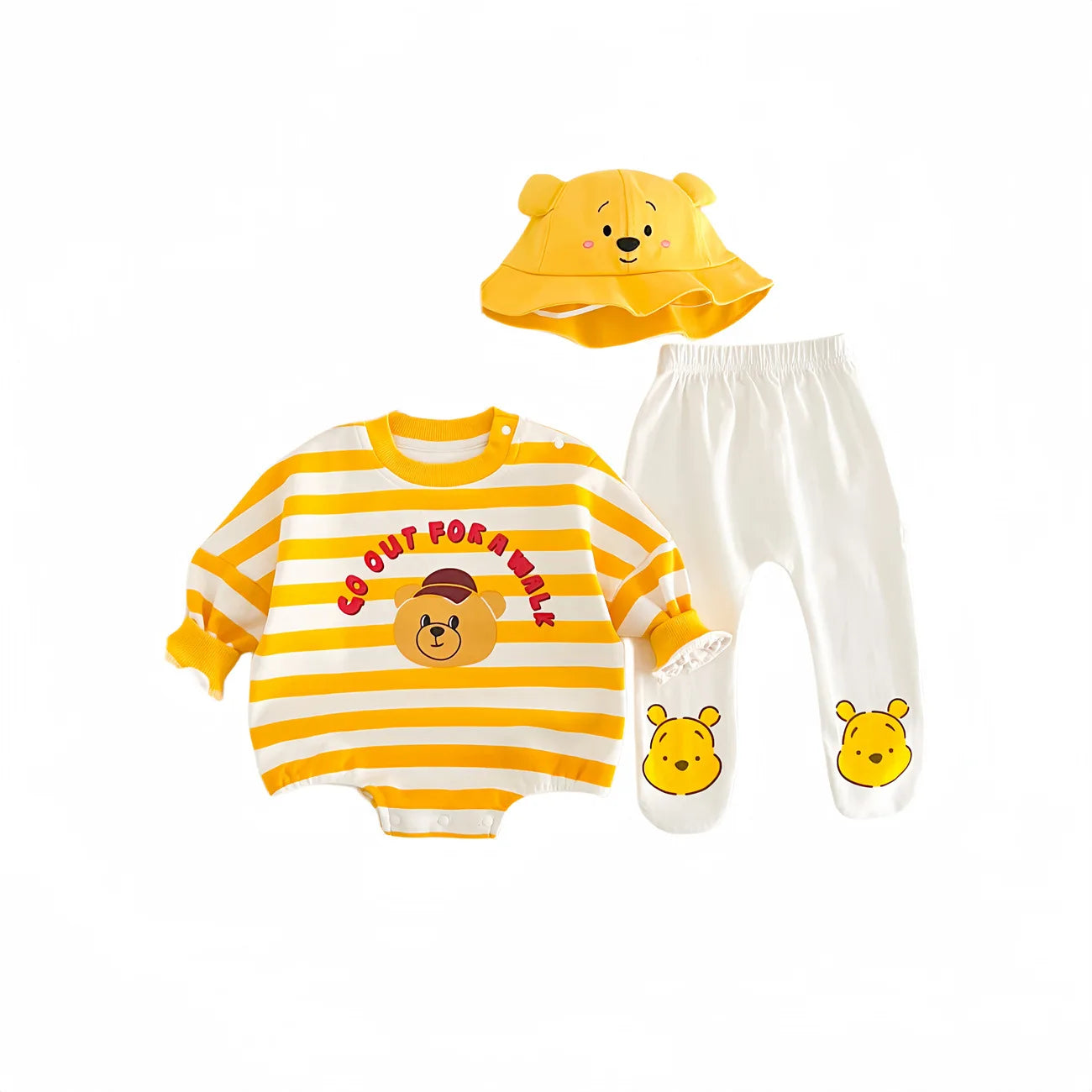 Baby's 100% Cotton Yellow Striped Bodysuit Outfit