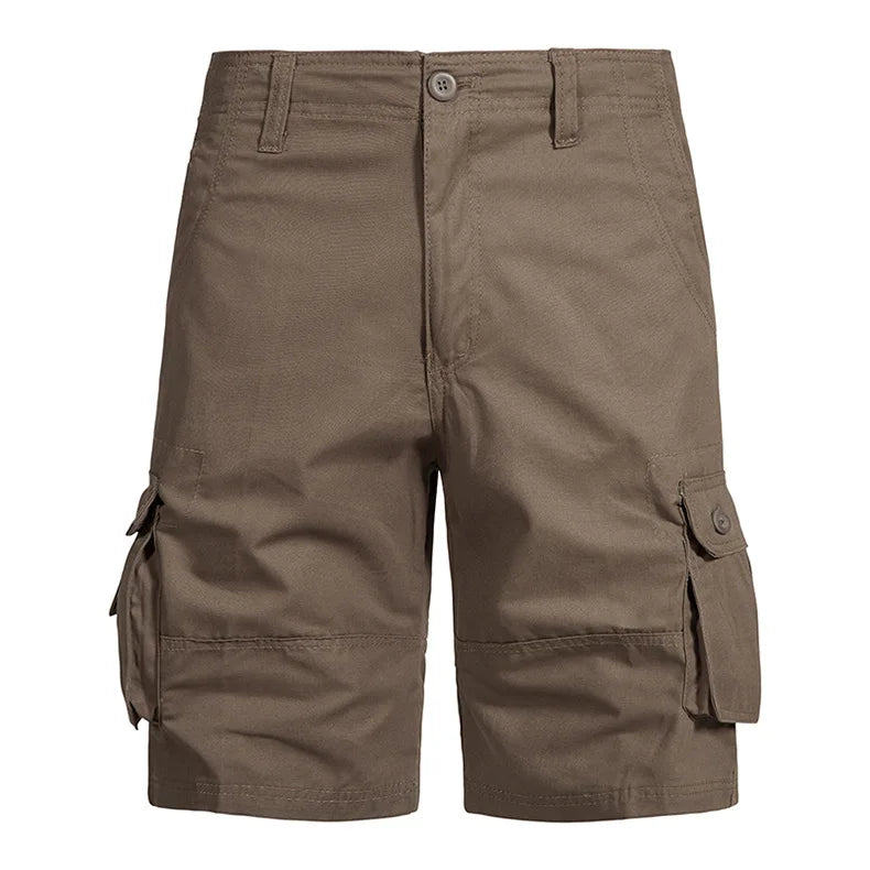 Men's Cotton Cargo Shorts - Multi Pocket Knee Length Summer Shorts