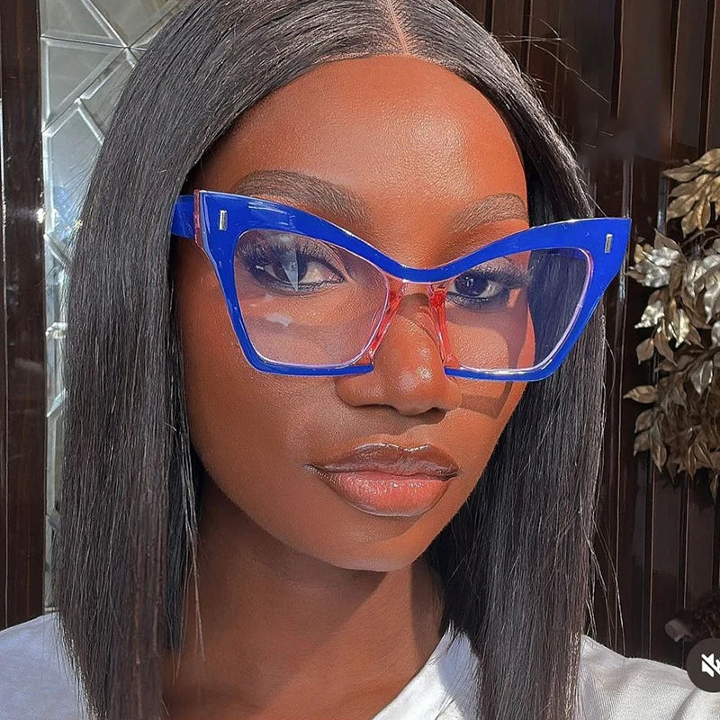 Retro Large Frame Blue Light Blocking Glasses for Women