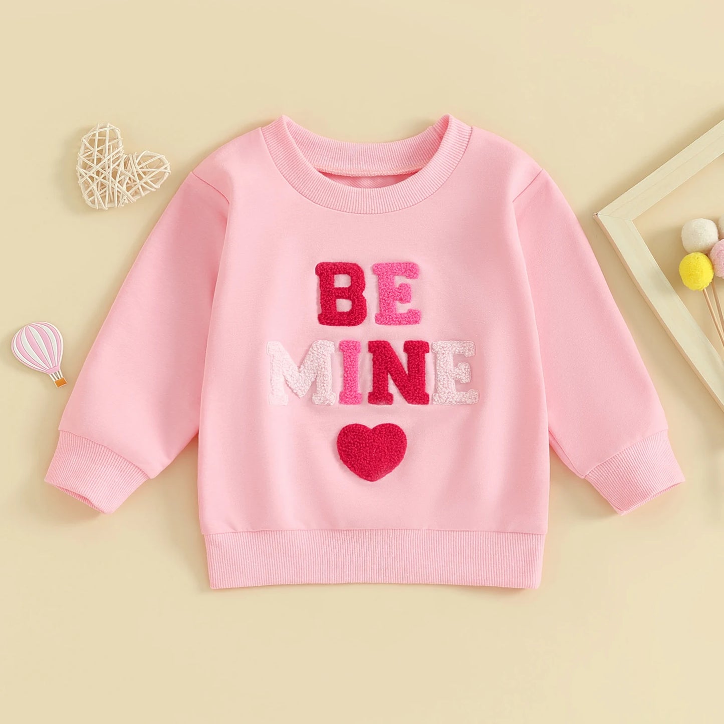 Toddler Baby Girl's Long Sleeve Letter Embroidery Pullover Sweatshirt