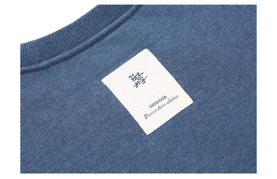 Men's Heavyweight Oversized Letter Embroidery Sweatshirt – 390g Cotton Pullover