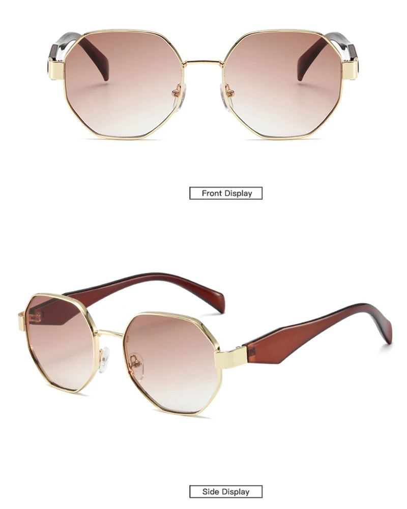 Trendy Polygonal Metal Frame Sunglasses - Women's Retro UV400 Protection