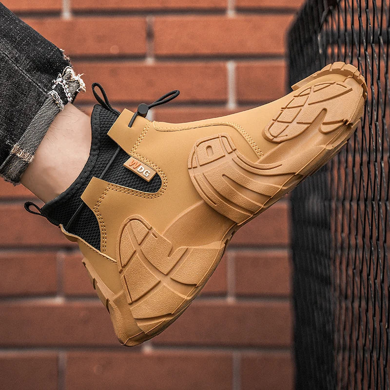 High-Top Platform Sneakers - Men's Slip-On Ankle Boots