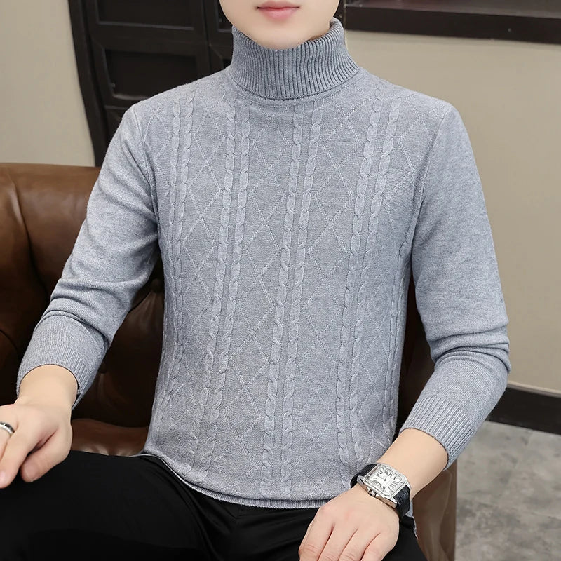Thin Slim Fit Turtleneck Knit Pullover