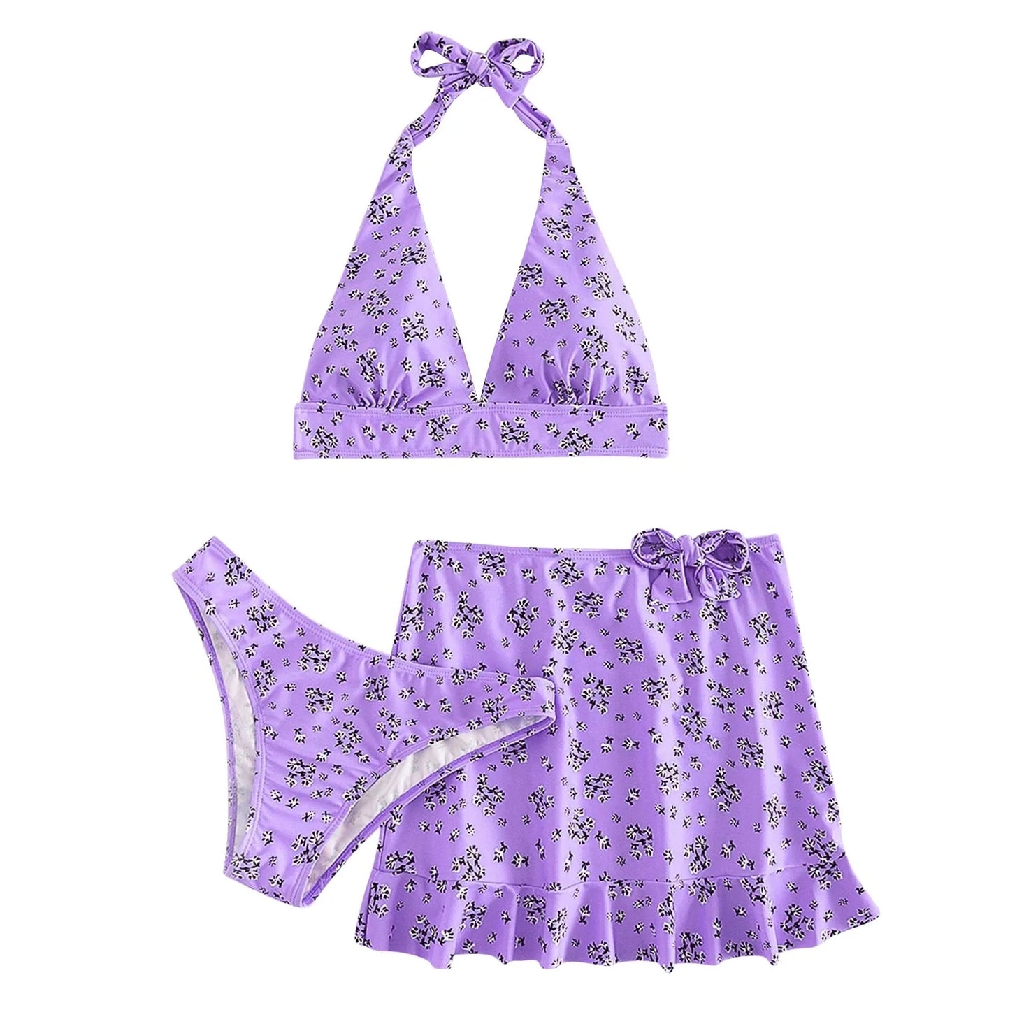 Women's Printed Three Piece Swimwear Bikini Set