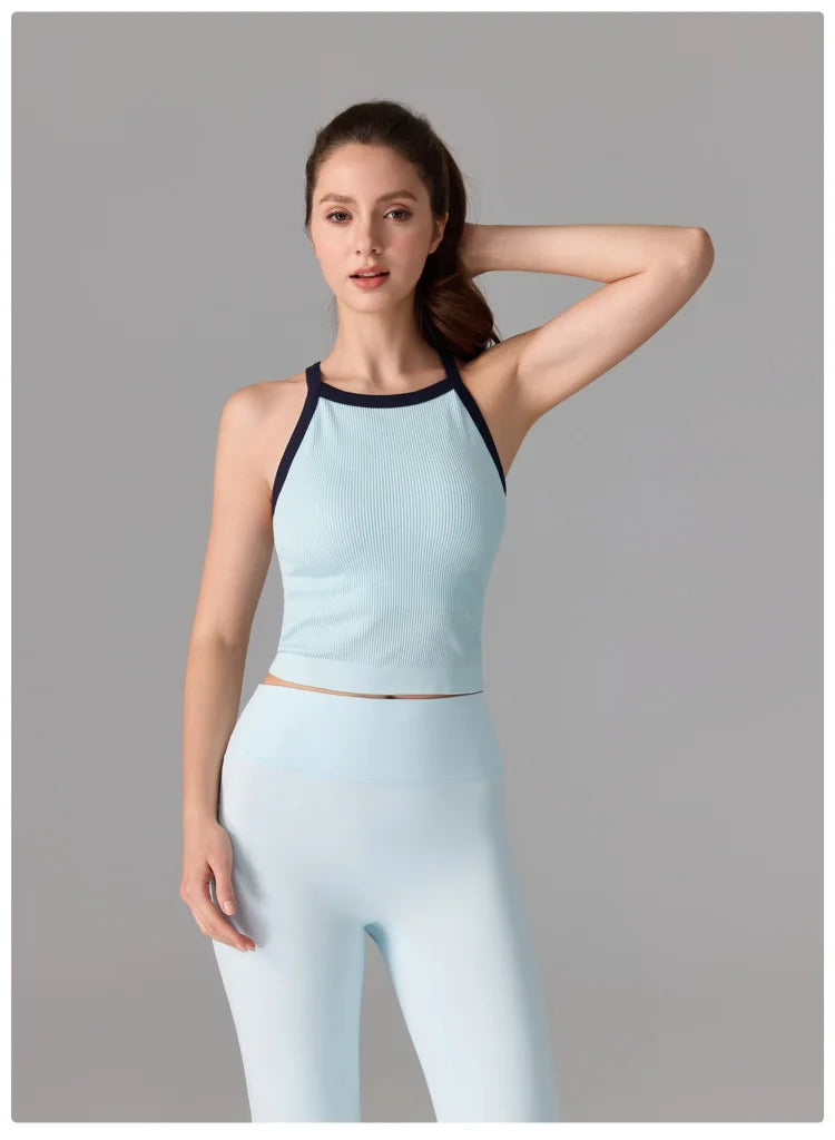 Women's Seamless Knitted Yoga Top - Sleeveless Quick Dry Workout Vest