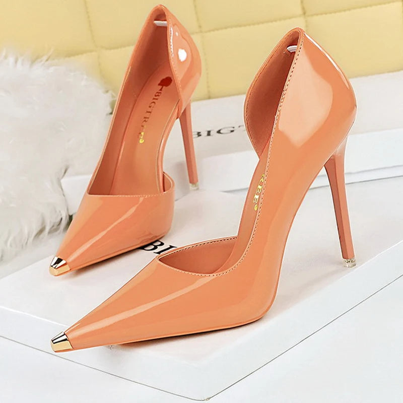 Patent Leather Metal Tip Pumps - Available in 7cm and 10.5cm Heel Heights
