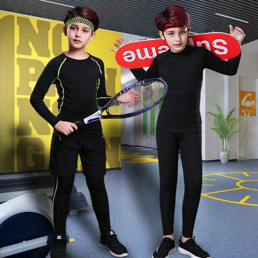 Kids Boy's Fitness Tracksuits Youth Warm Pants Top Underwear Tight Sports Compression Running Basketball Sportswear