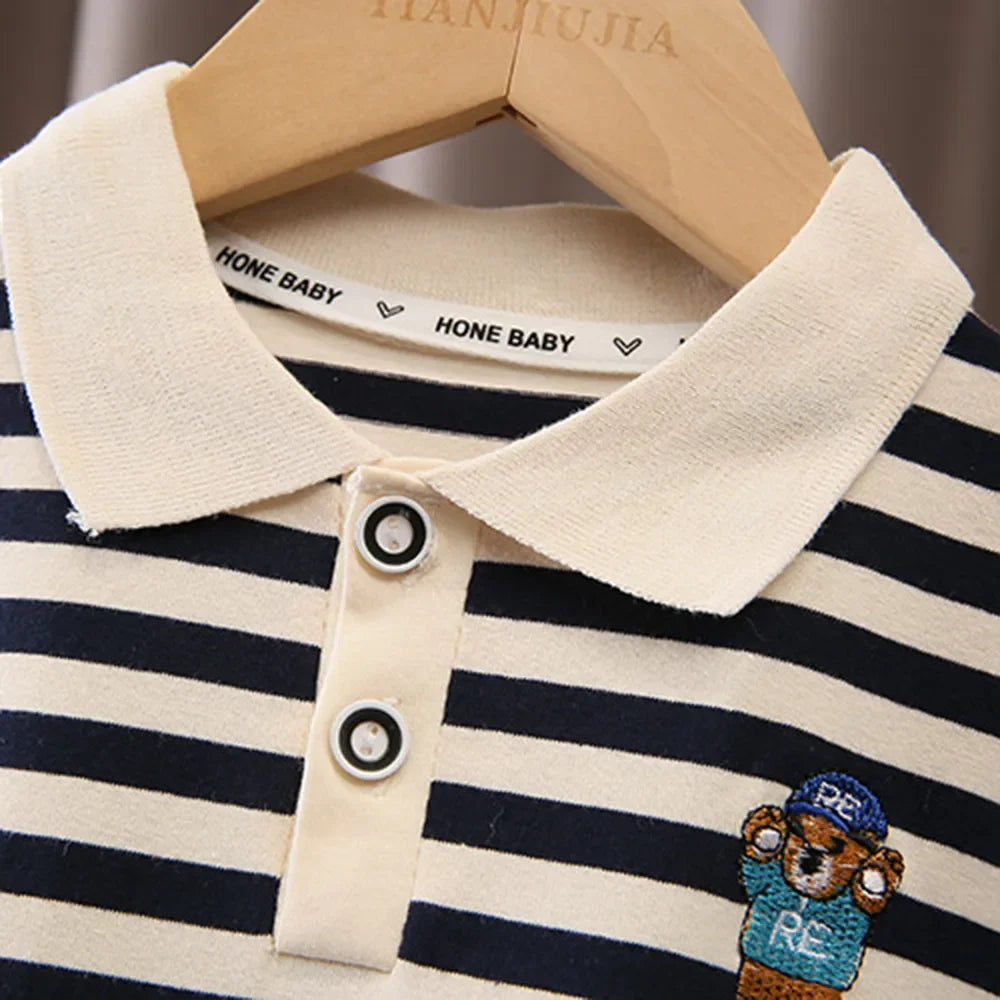 Boy's Stripes Polo T-shirt and Pants 2 Pieces Set 1-5Yr Old