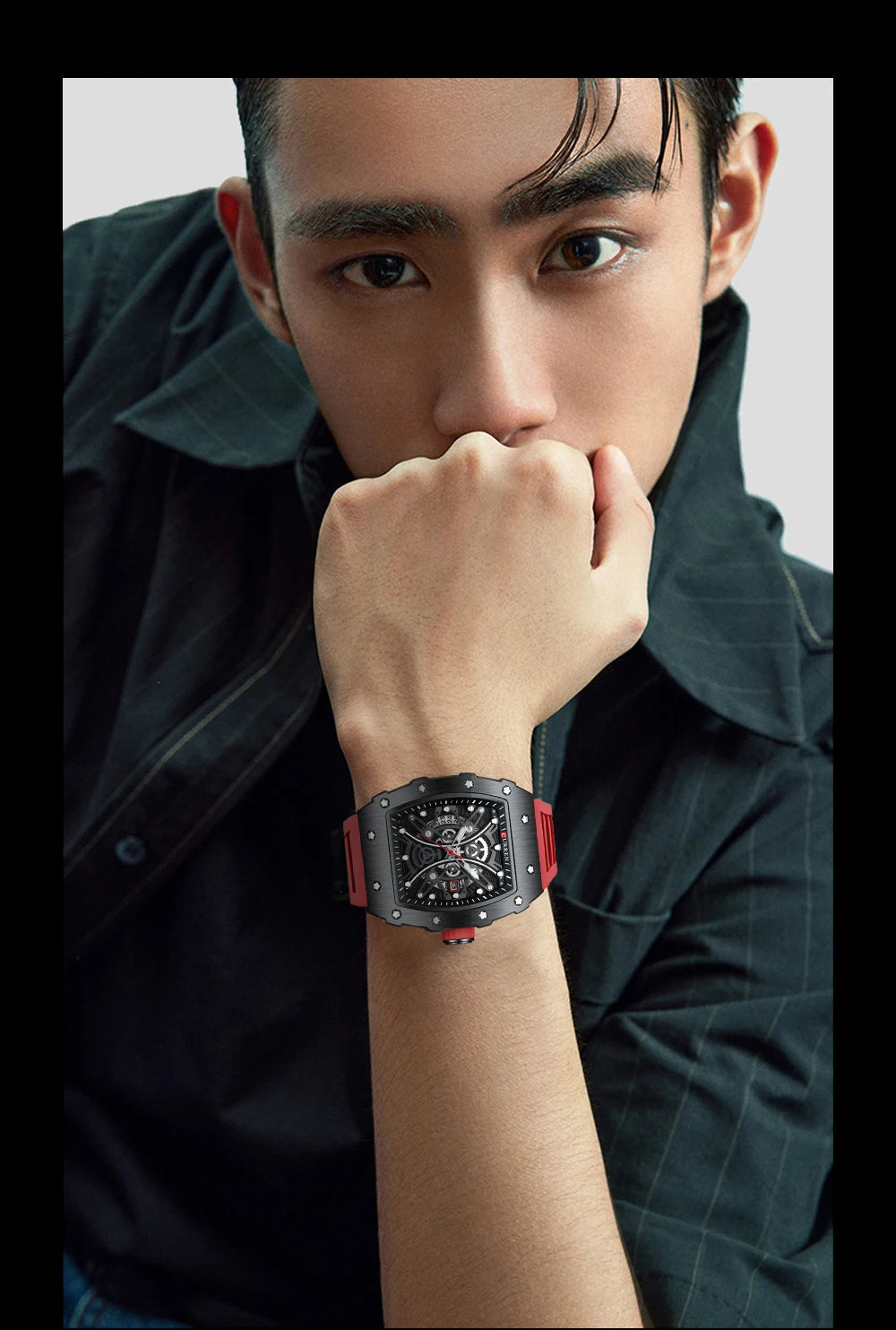 Men's 3D Quartz Stainless Steel Watch - Waterproof with Silicone Strap