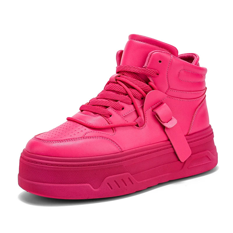 High-Top Platform Sneakers - Men's Thick-Sole Running Shoes